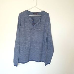 Agave Denim 100% cotton knit henley pullover sweater Blue XL